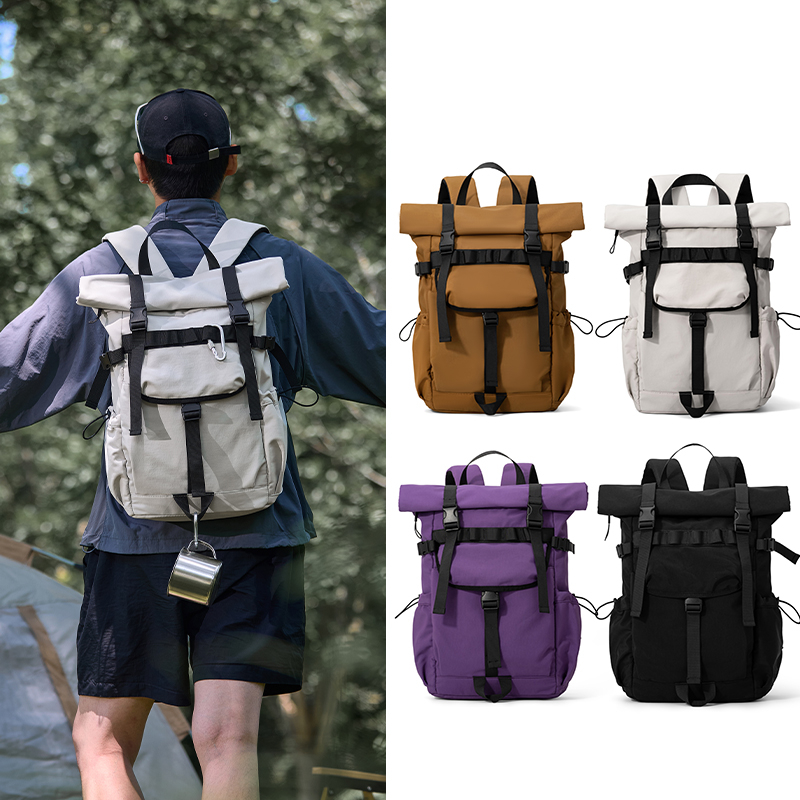 Hiking Backpack Waterproof - 신형 남성용 롤탑 확장형 여행 백팩